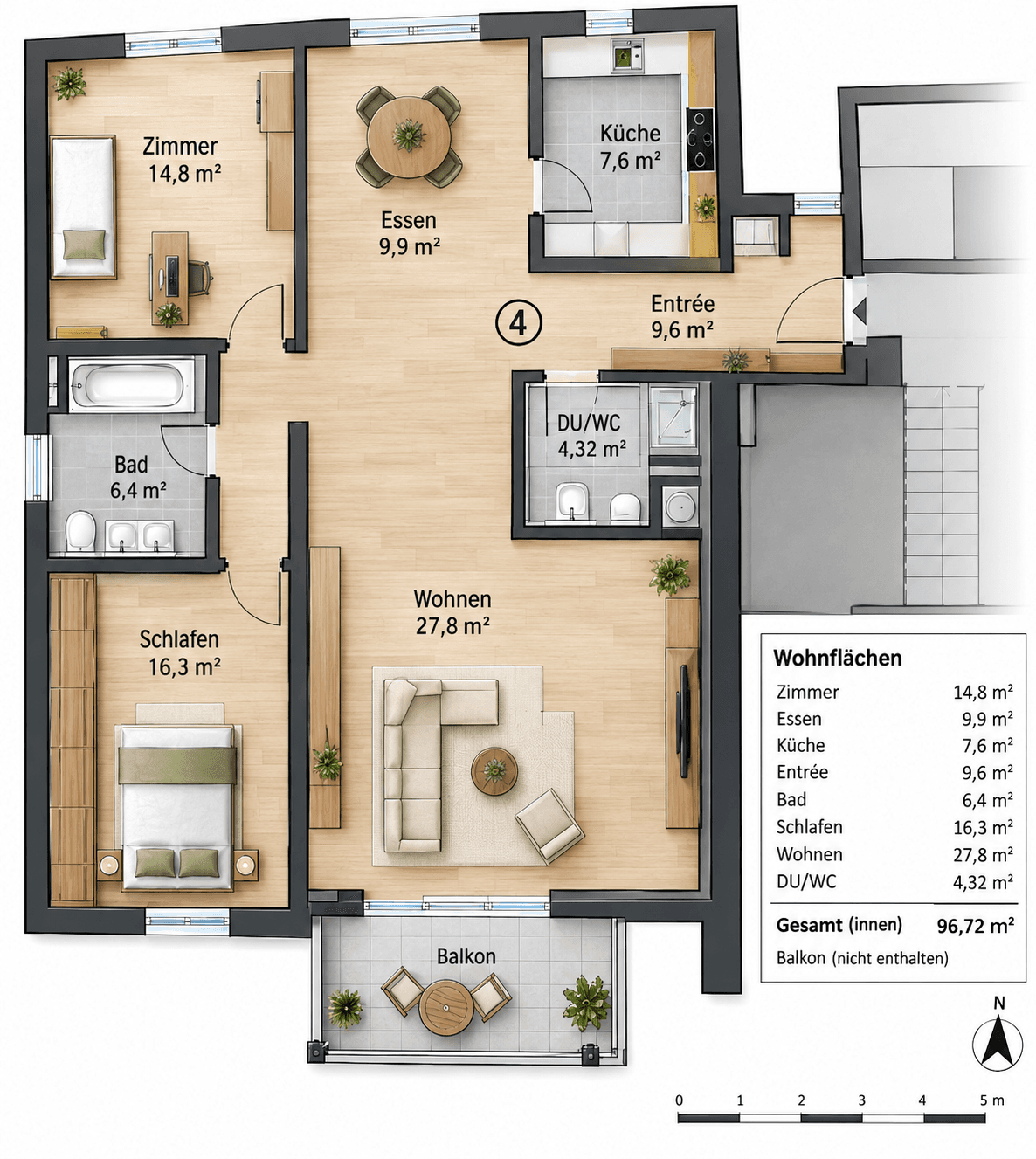 Gemütliche 4.5 Zimmer-Wohnung mit Balkon und Garage in Gümligen in 3073 Gümligen – Bild 16